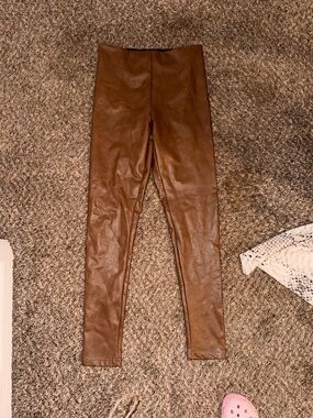 Aqua Black Faux Leather Leggings